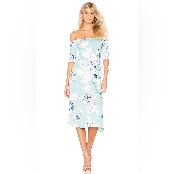 Yumi Kim Revolve Skip A beat Wanderlust Jade Floral A Line Midi Dress size L - Picture 1 of 7
